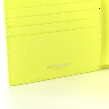 Saint Laurent Grain De Poudre Paris East West Wallet Neon Yellow 8 of 9