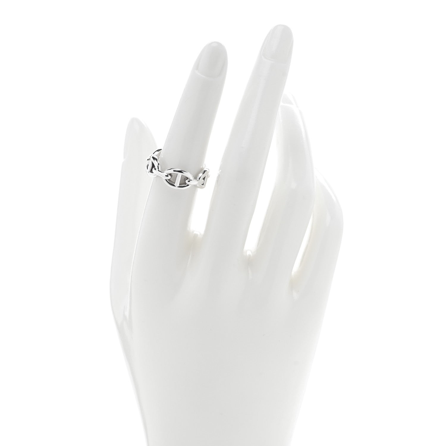 Hermes Sterling Silver PM Chaine d'Ancre Enchainee Band Ring 53 6.5 2 of 5