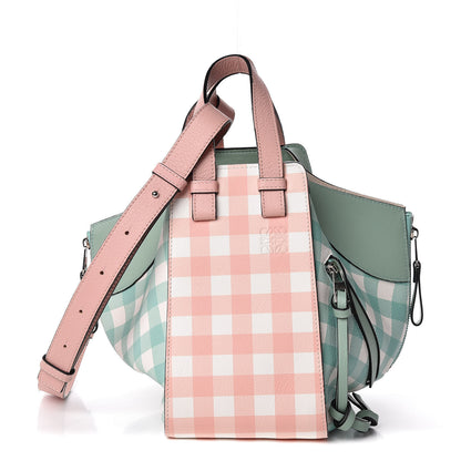Loewe Calfskin Gingham Small Hammock Shoulder Bag Pink Green 1 of 7