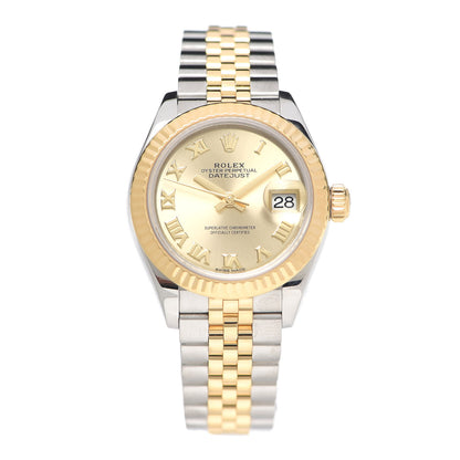 Rolex Stainless Steel 18K Yellow Gold 28mm Oyster Perpetual Datejust Watch Champagne Roman 279173 1 of 5