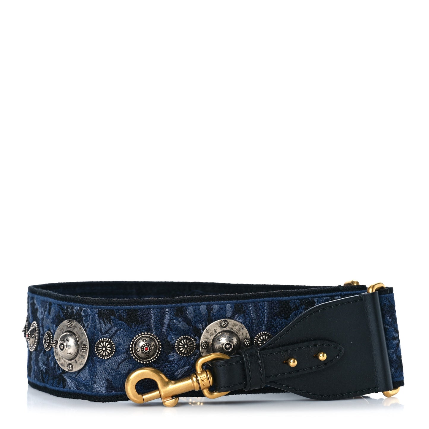 Oblique Denim Studded Shoulder Strap Blue