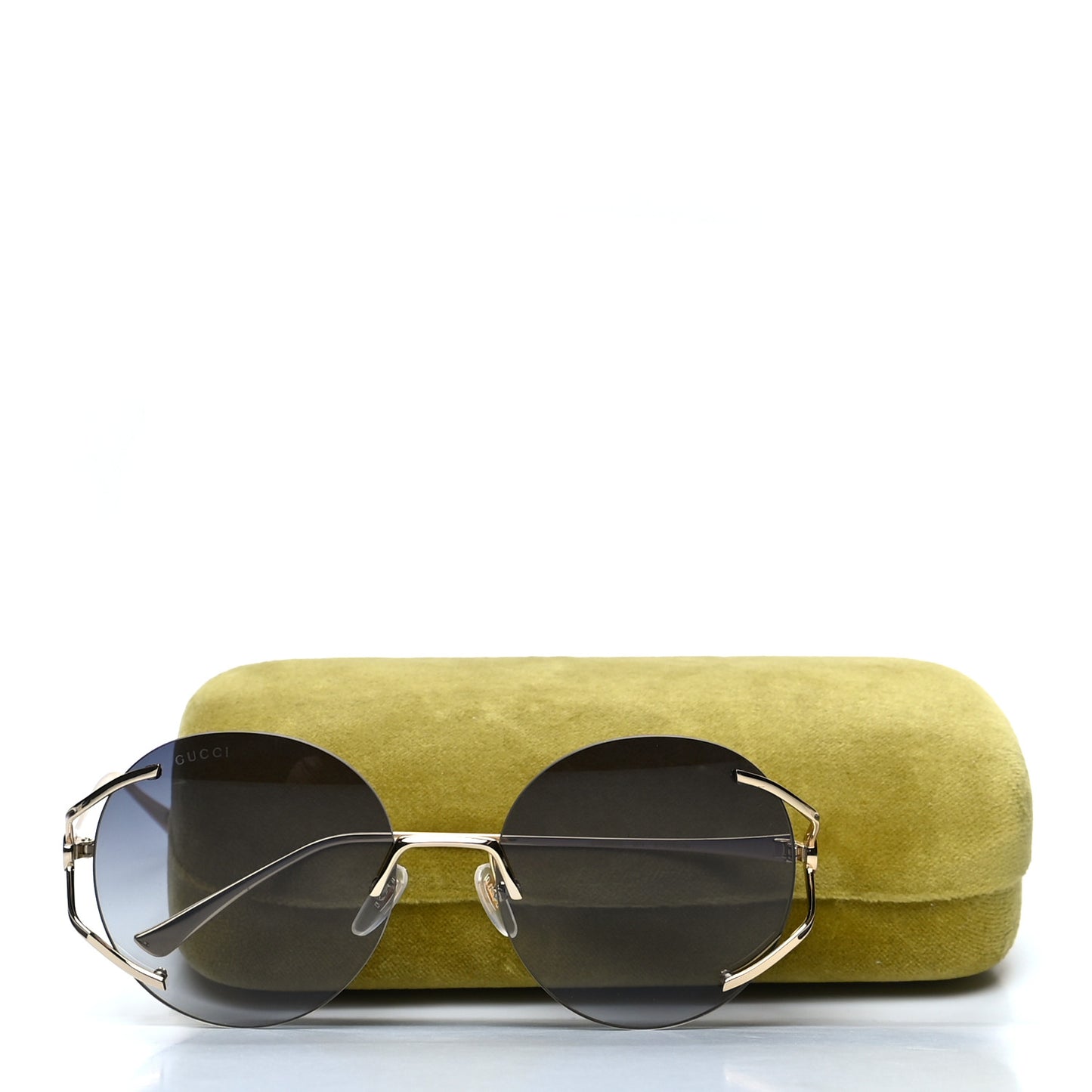 Metal Oversized Round Frame Sunglasses GG0645S Gold Grey