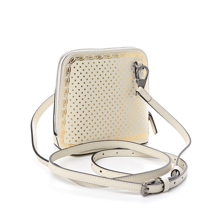 Gucci X SEGA Calfskin GUCCY Stars Mini Dome Shoulder Bag Mystic White Gold 2 of 9
