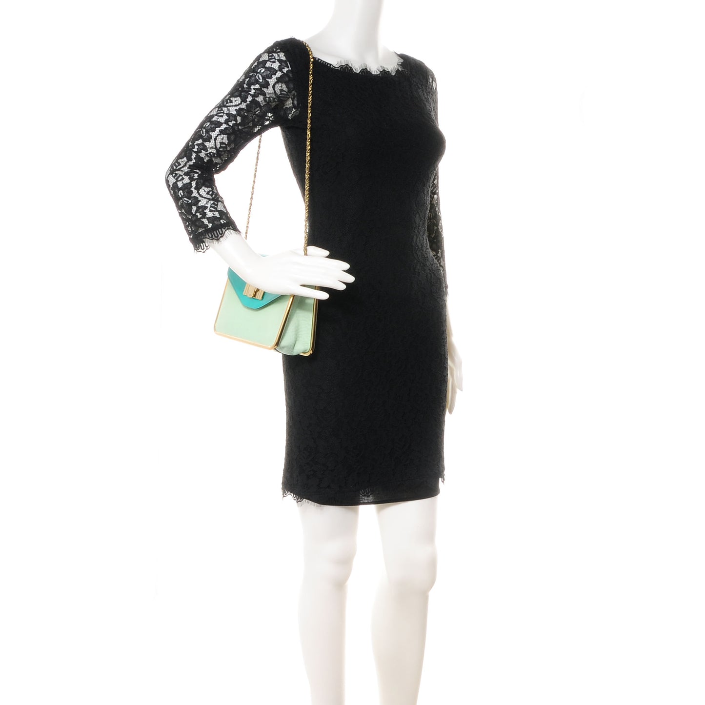 Patent Grained Calfskin Sally Flap Bag Turquoise