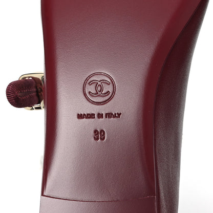 Chanel Lambskin Mary Jane Flats 39 Burgundy 7 of 10
