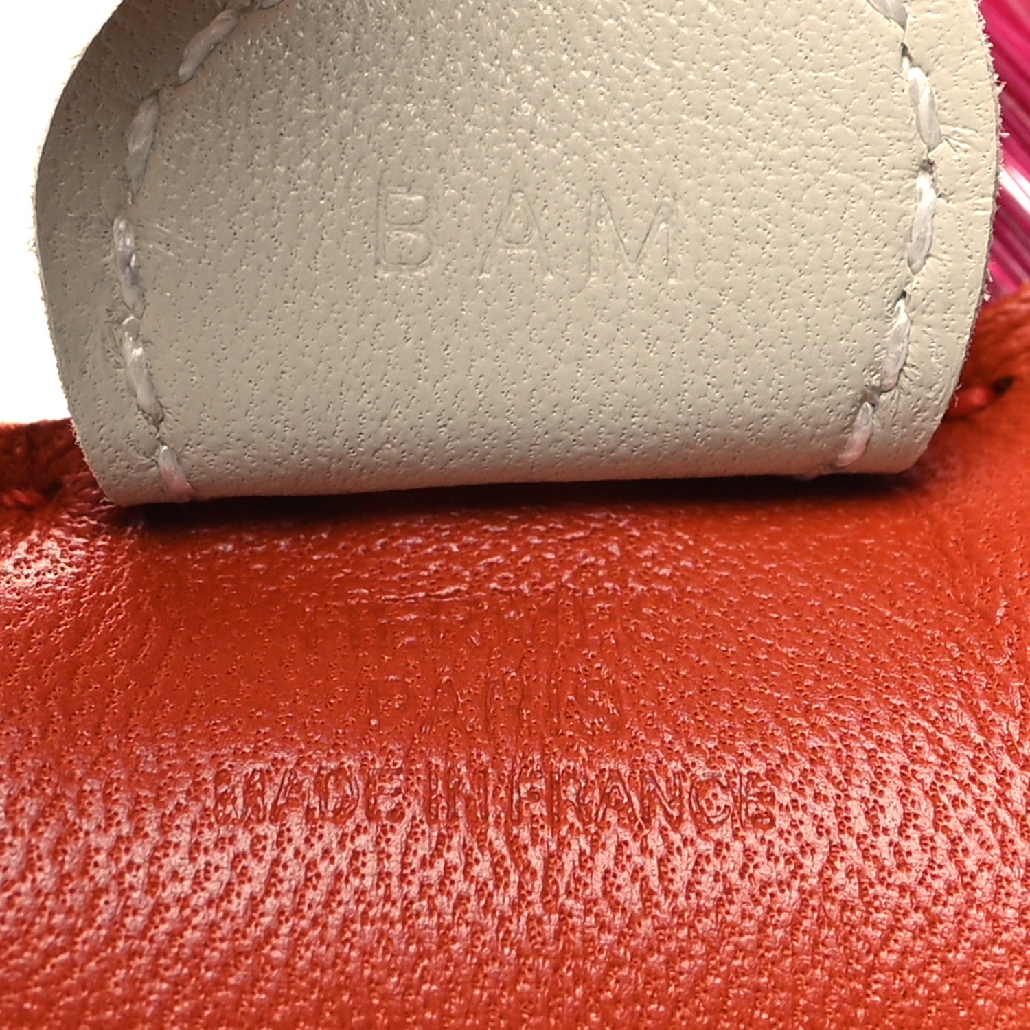 Hermes Milo Lambskin Horse Hair Grigri Rodeo Horse Bag Charm PM Cornaline Craie Magnolia 3 of 4