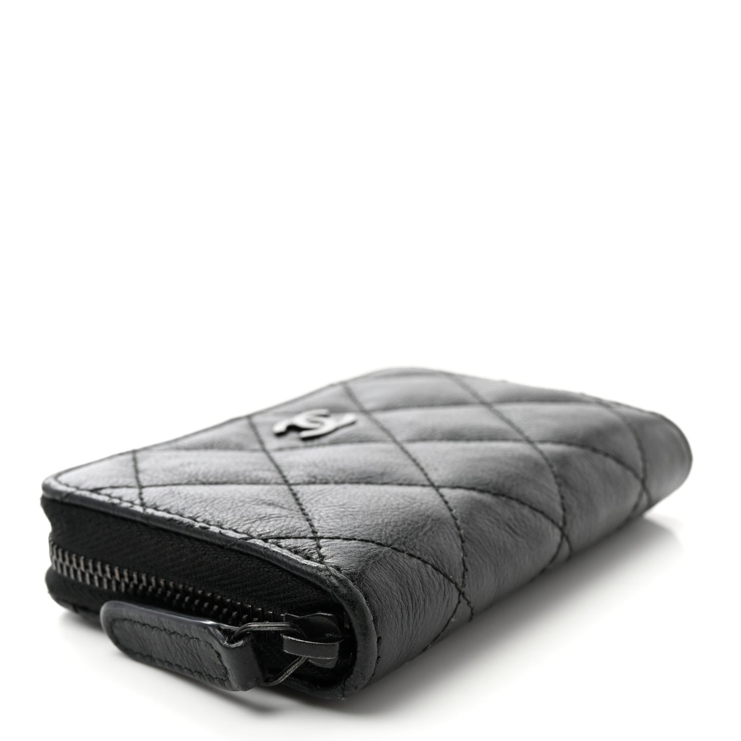 Calfskin Quilted Zip Coin Purse So Black