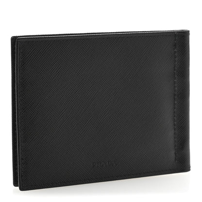 Prada Saffiano Money Clip Bi-Fold Wallet Black 3 of 10