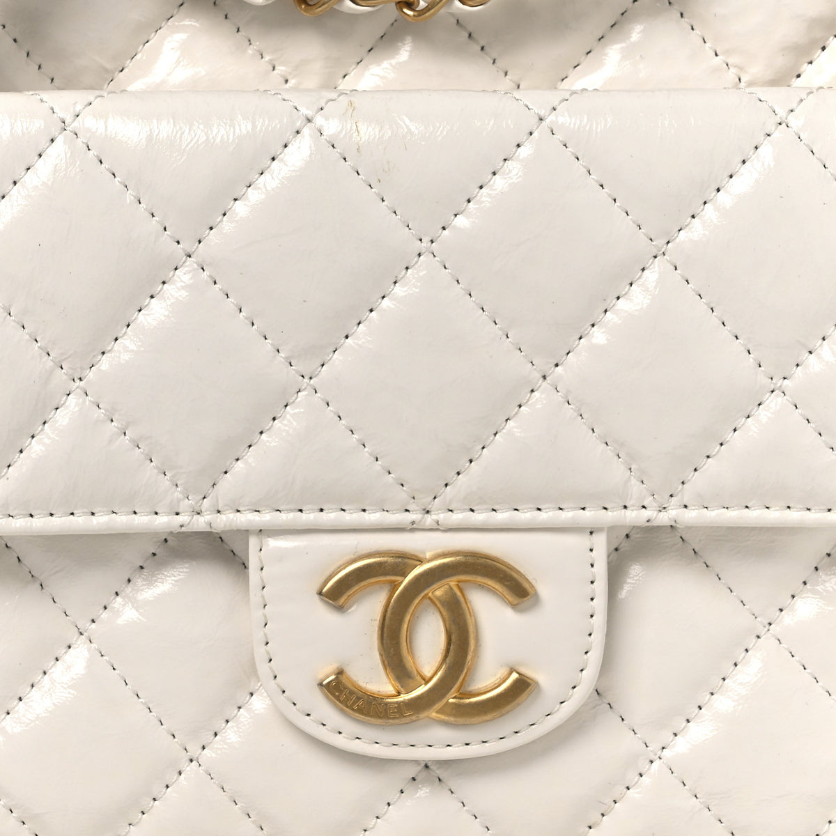 Chanel Shiny Crumpled Calfskin Quilted Wavy CC Hobo  White 8 of 13