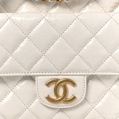 Chanel Shiny Crumpled Calfskin Quilted Wavy CC Hobo  White 8 of 13