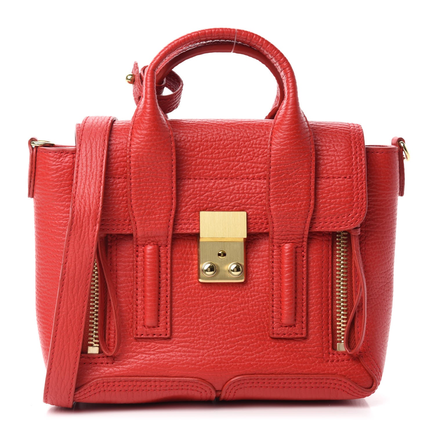 3.1 Phillip Lim Textured Calfskin Mini Pashli Satchel Red 1 of 11