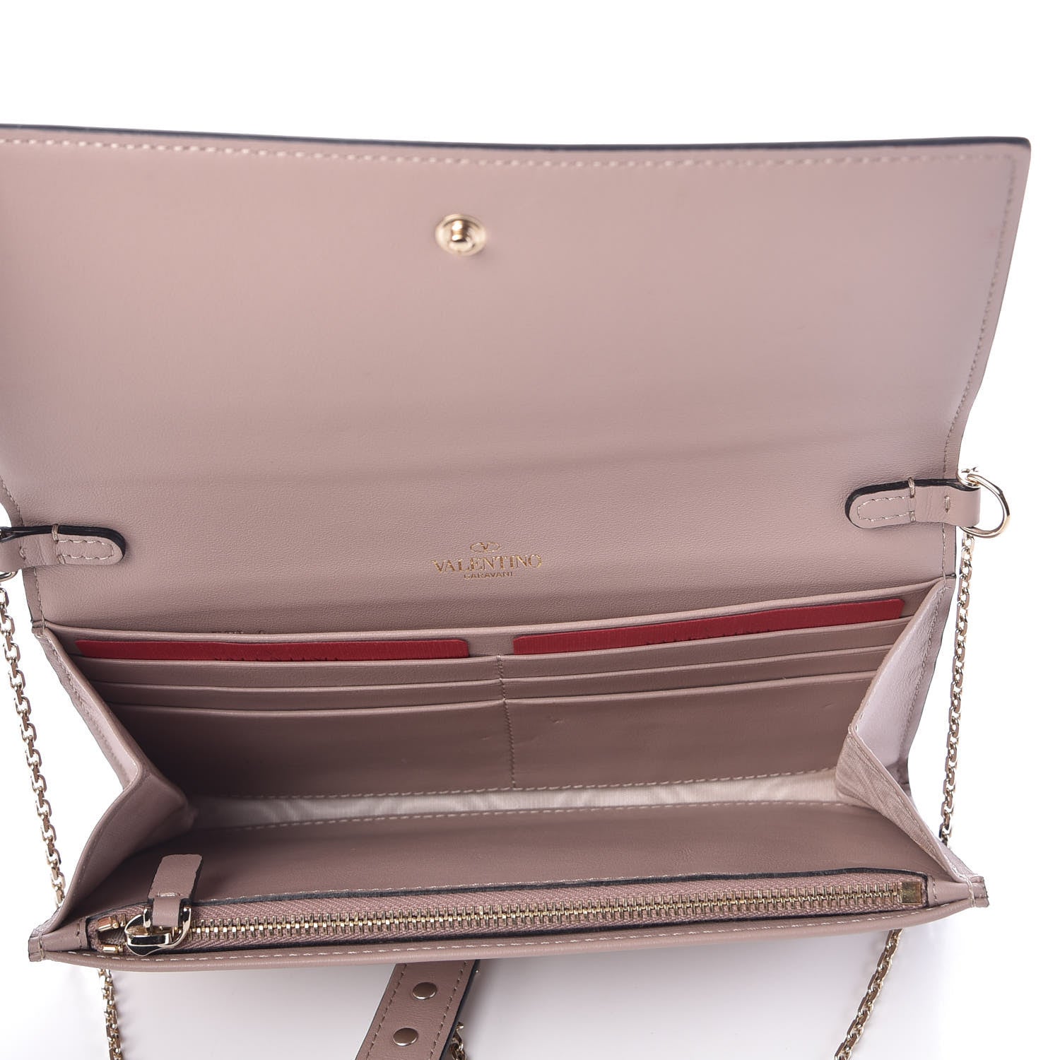 Valentino Garavani Vitello Rockstud Crossbody Wallet on Chain Poudre 6 of 8