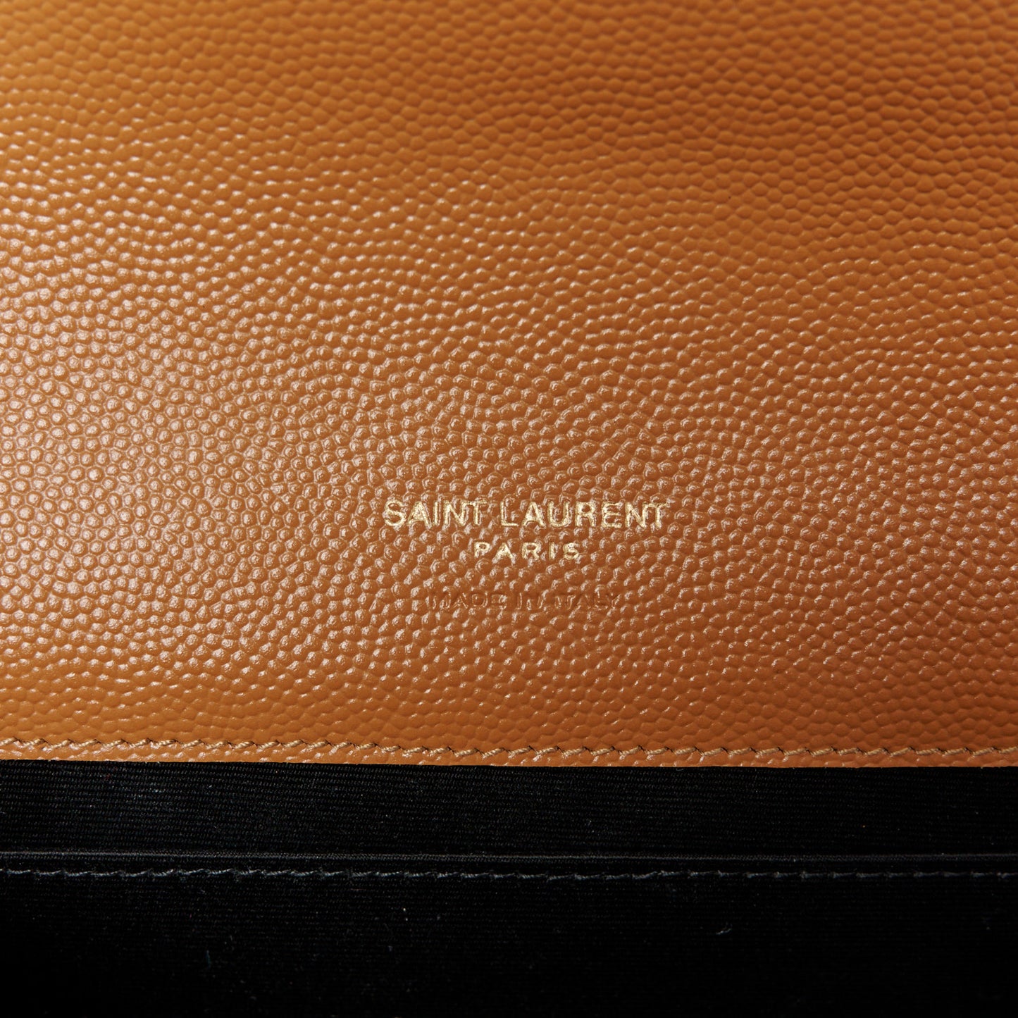 Grain De Poudre Matelasse Chevron Monogram Cassandre Flap Pouch Natural Dark