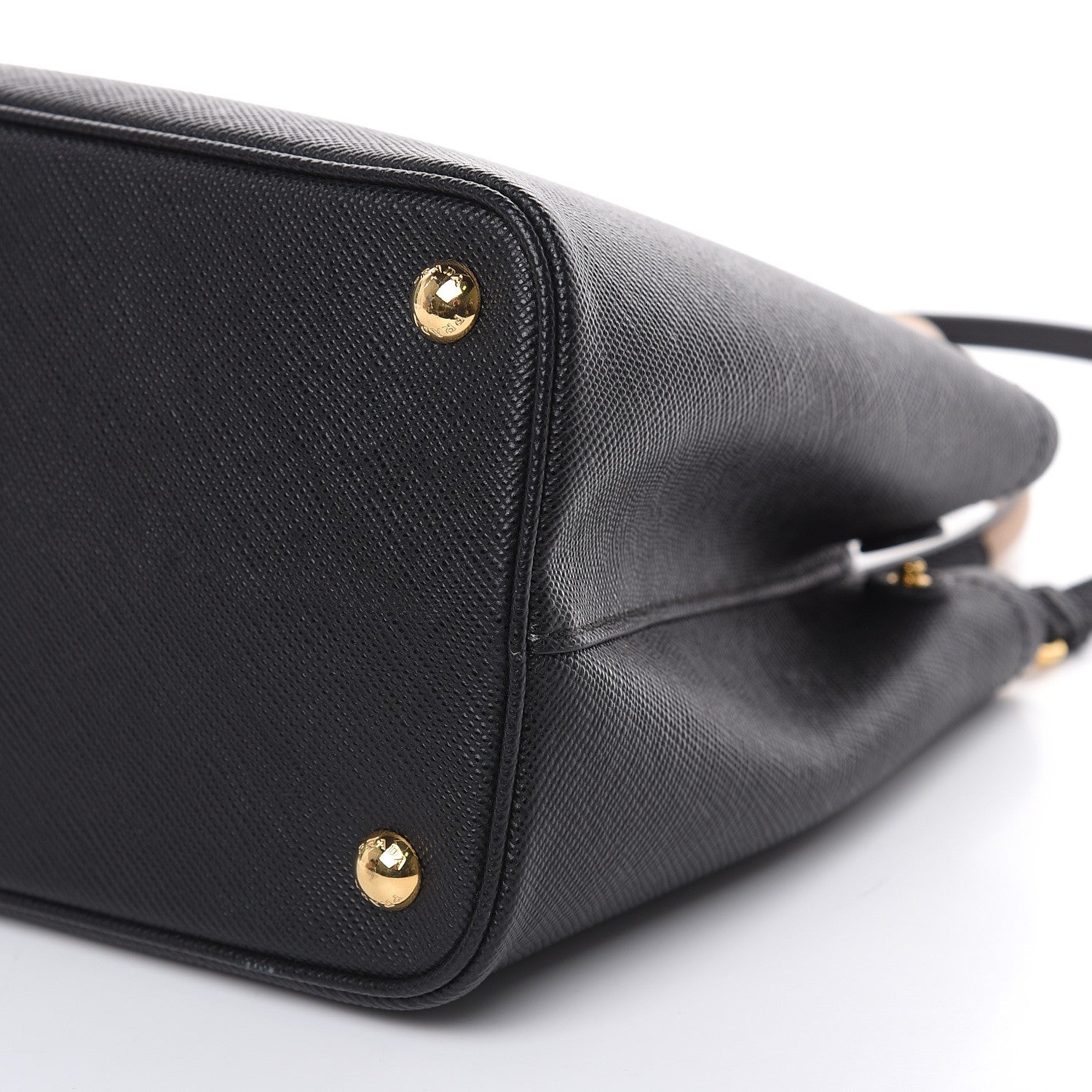 Prada Saffiano Cuir Small Bi-Color Double Bag Black Sabbia 9 of 10