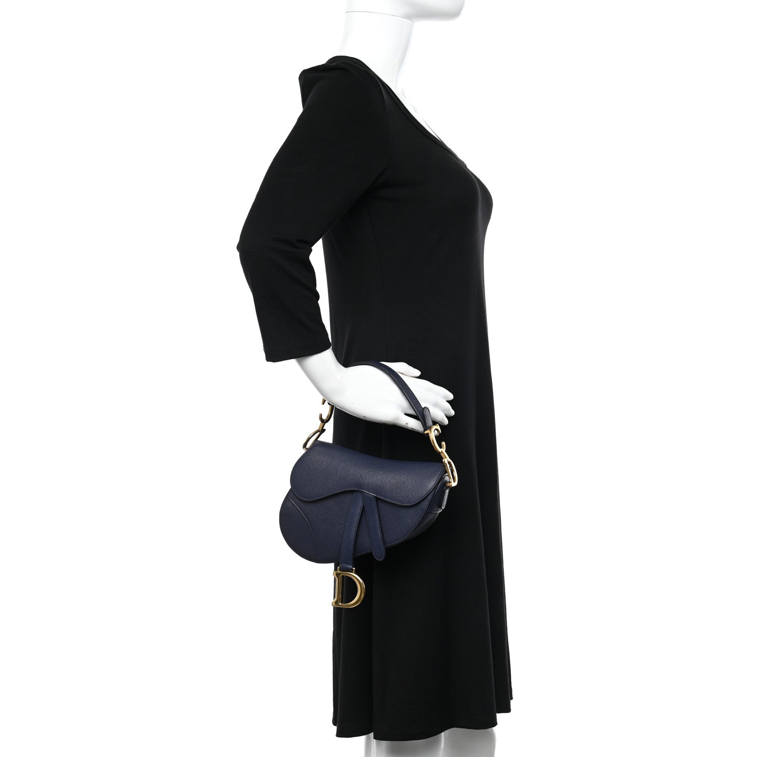 Christian Dior Grained Calfskin Mini Saddle Bag Navy 2 of 10