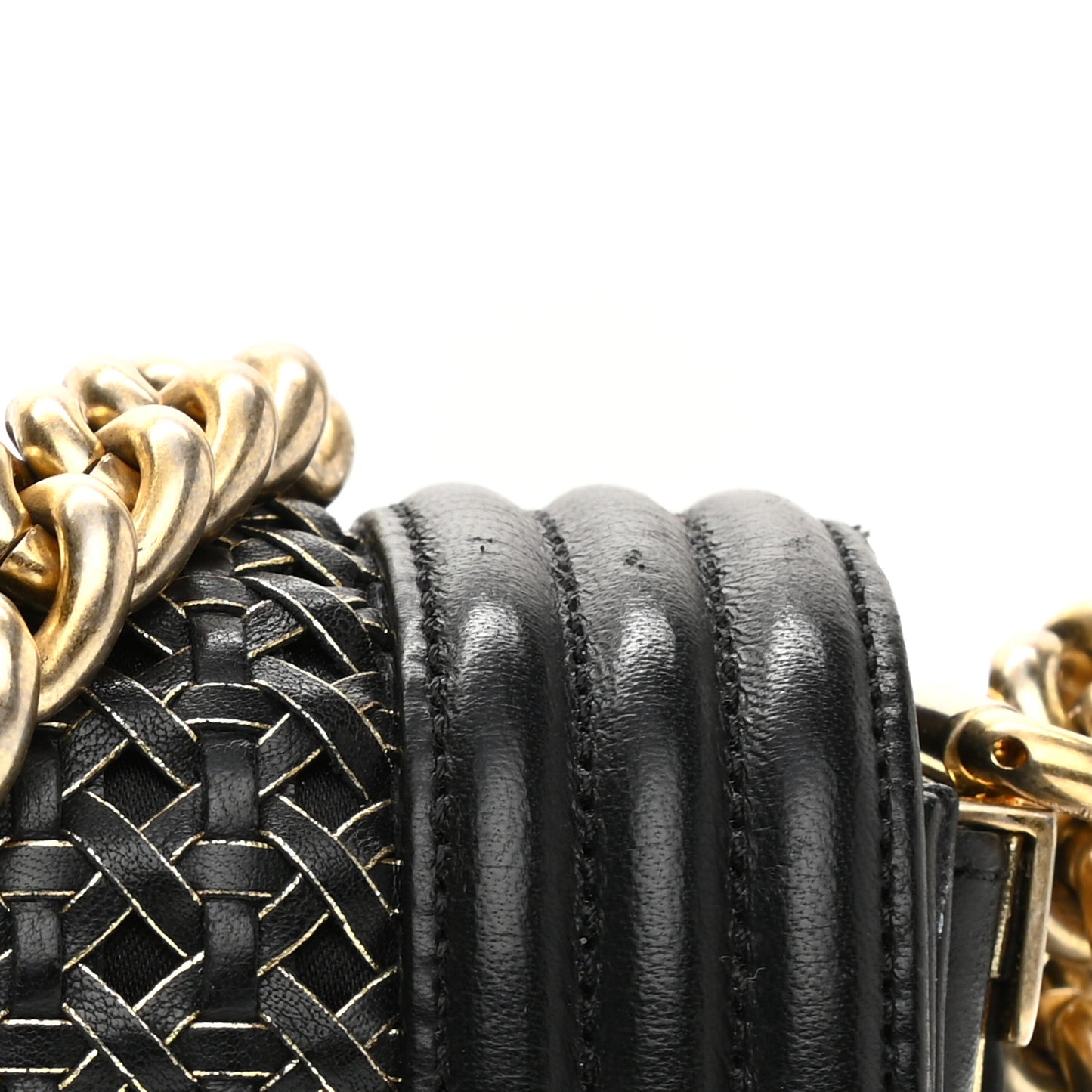 Sheepskin Braided Small Boy Reverso Flap Black