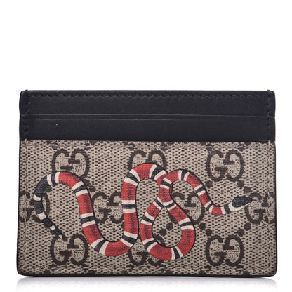 Gucci GG Supreme Monogram Kingsnake Card Holder Beige Black 1 of 12