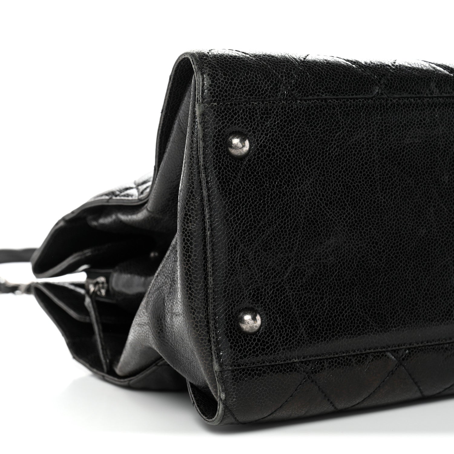 Chanel Crumpled Grained Calfskin Quilted CC Crave Tote Black 10 of 14
