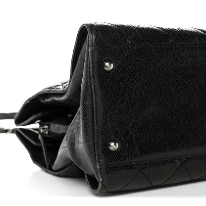 Chanel Crumpled Grained Calfskin Quilted CC Crave Tote Black 10 of 14