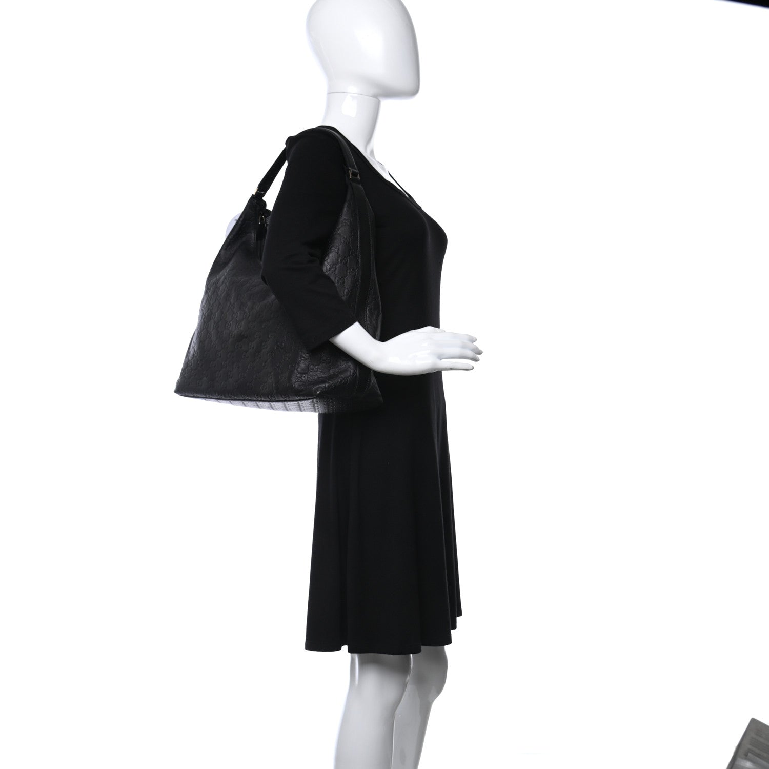 Gucci Guccissima Large New Ladies Web Hobo Black 2 of 9