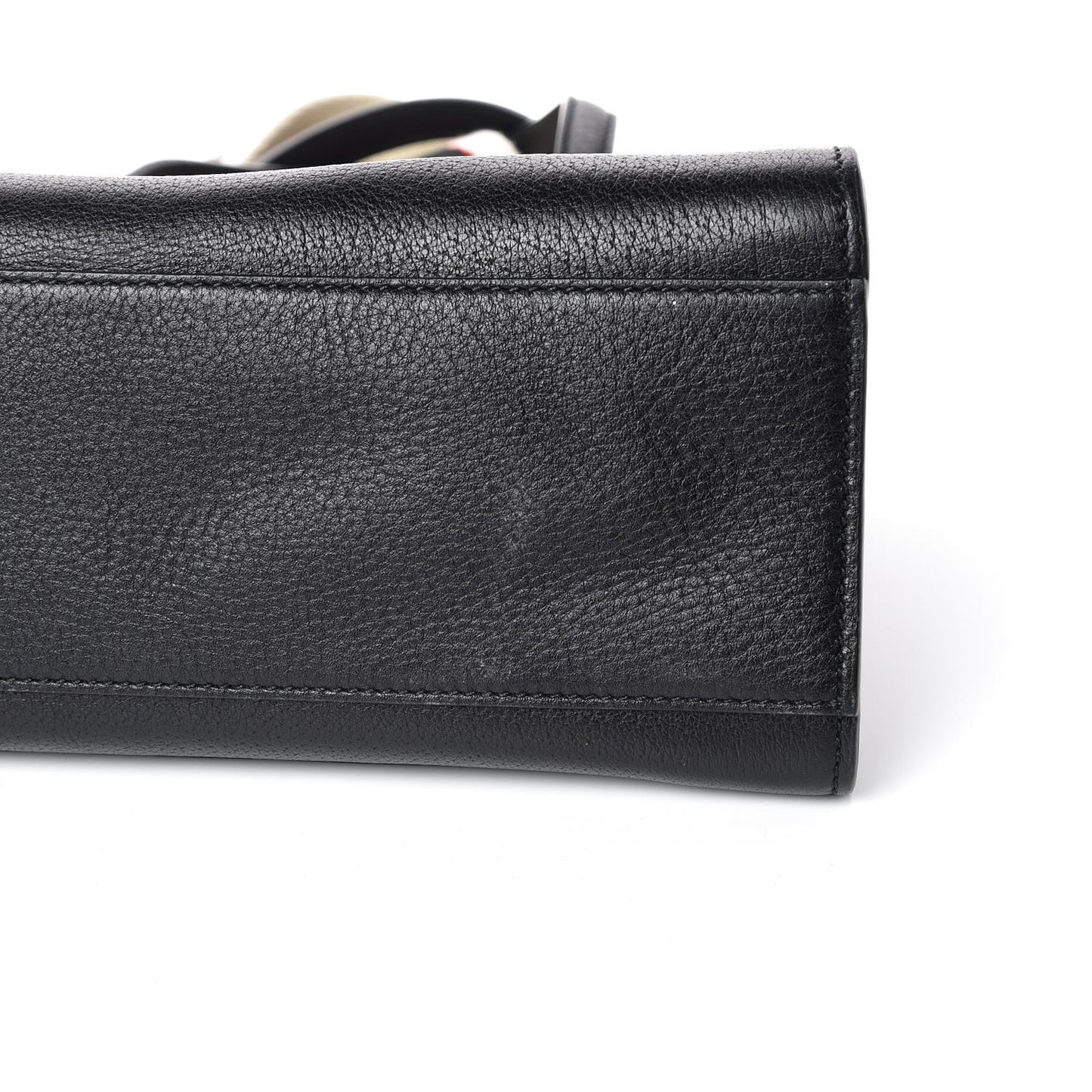 Grained Calfskin Web Crystal Butterfly Stripe Medium Totem Top Handle Bag Black
