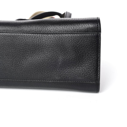 Gucci Grained Calfskin Web Crystal Butterfly Stripe Medium Totem Top Handle Bag Black 11 of 13