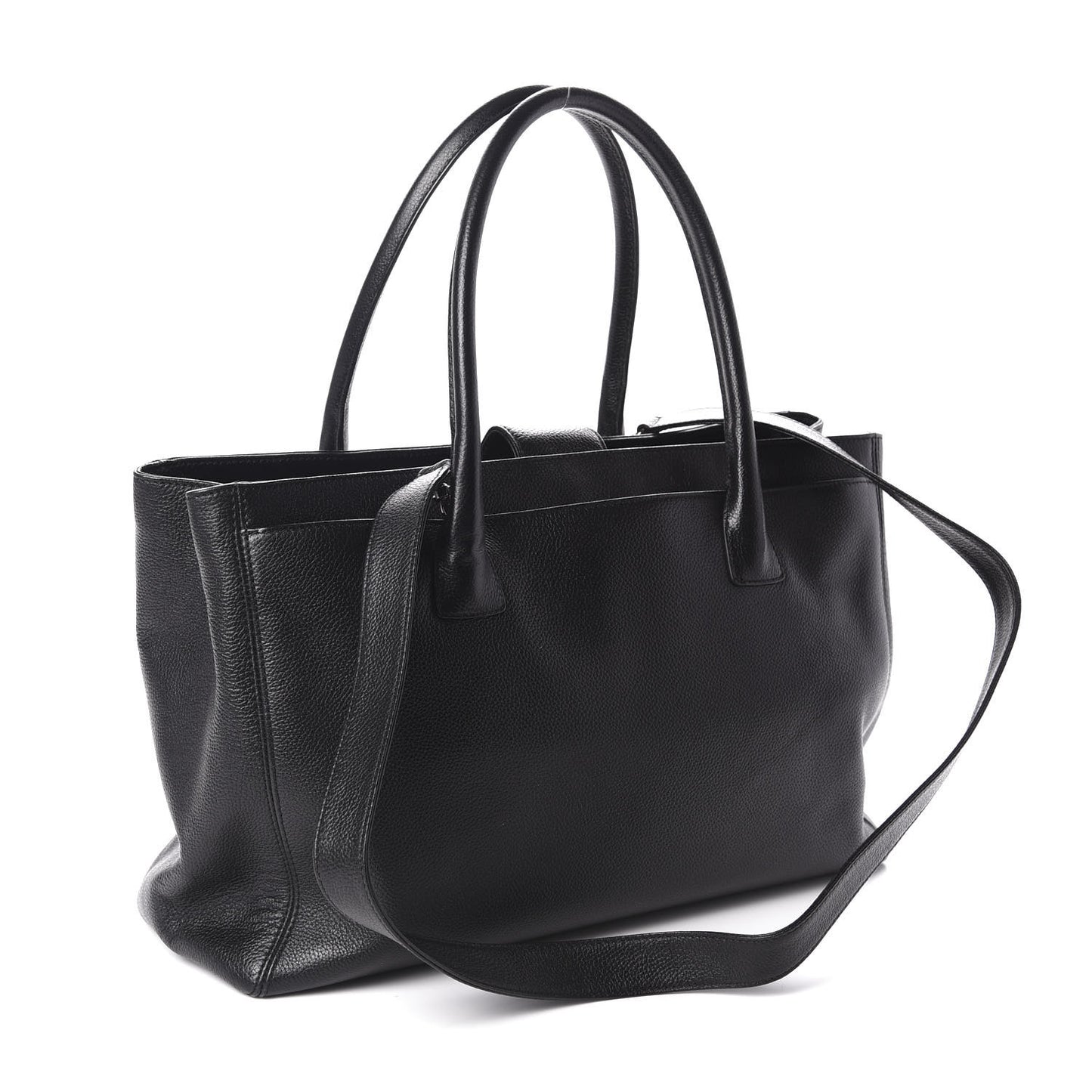 Calfskin Cerf Executive Shopper Tote Black