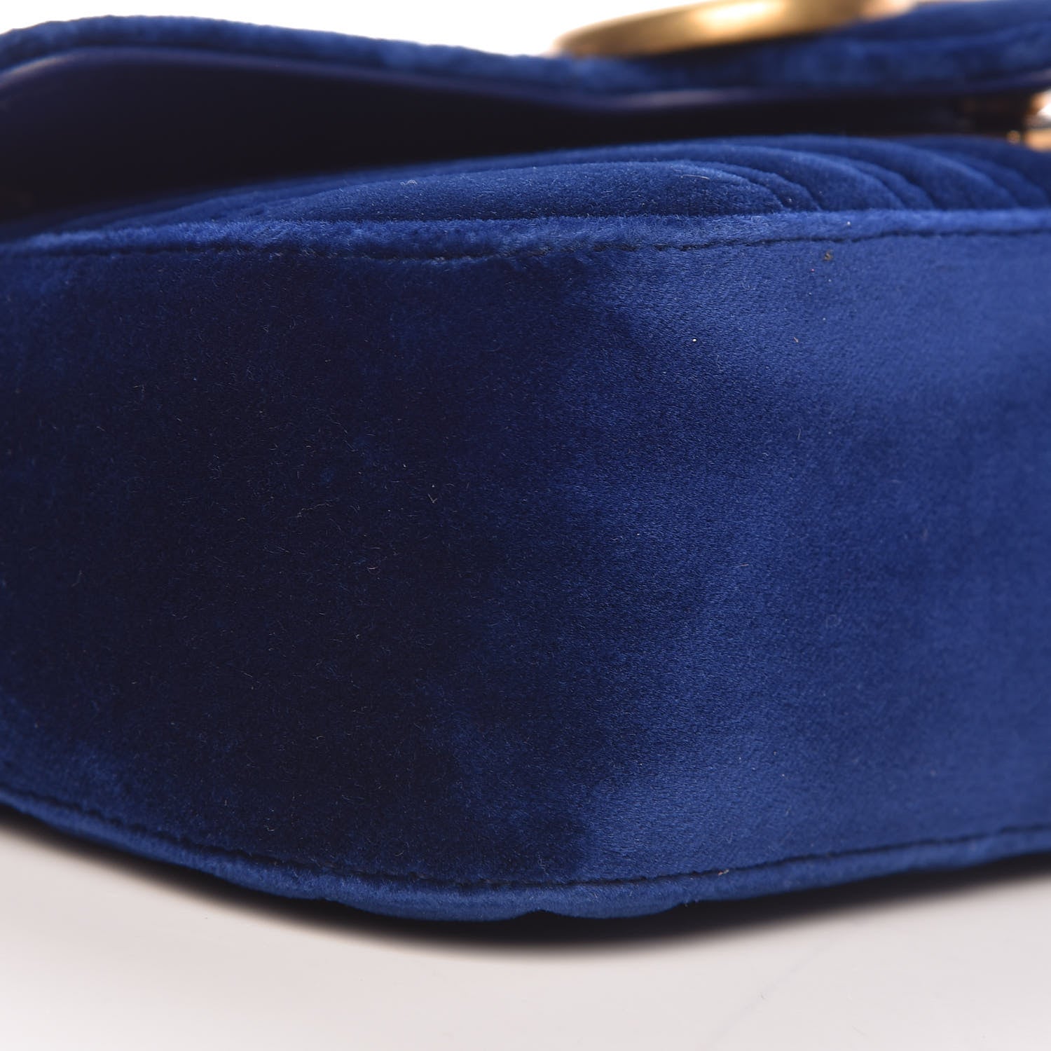 Gucci Velvet Matelasse Mini GG Marmont Shoulder Bag Cobalt Blue 9 of 11
