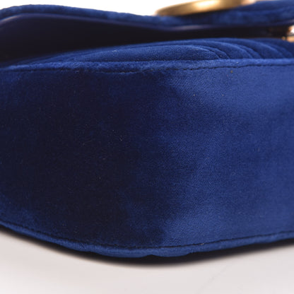 Gucci Velvet Matelasse Mini GG Marmont Shoulder Bag Cobalt Blue 9 of 11