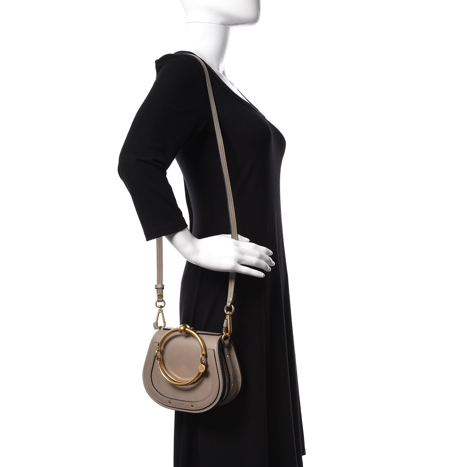 Chloe Calfskin Suede Small Nile Bracelet Bag Motty Grey 2 of 9
