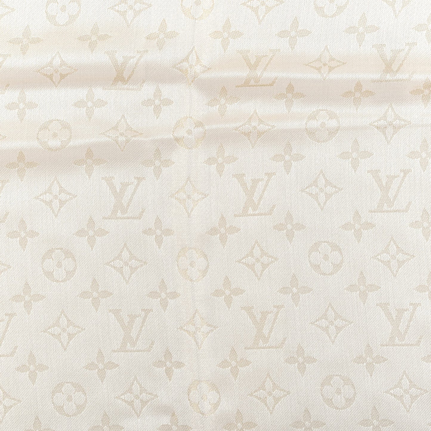 Silk Wool Monogram Shine Shawl White