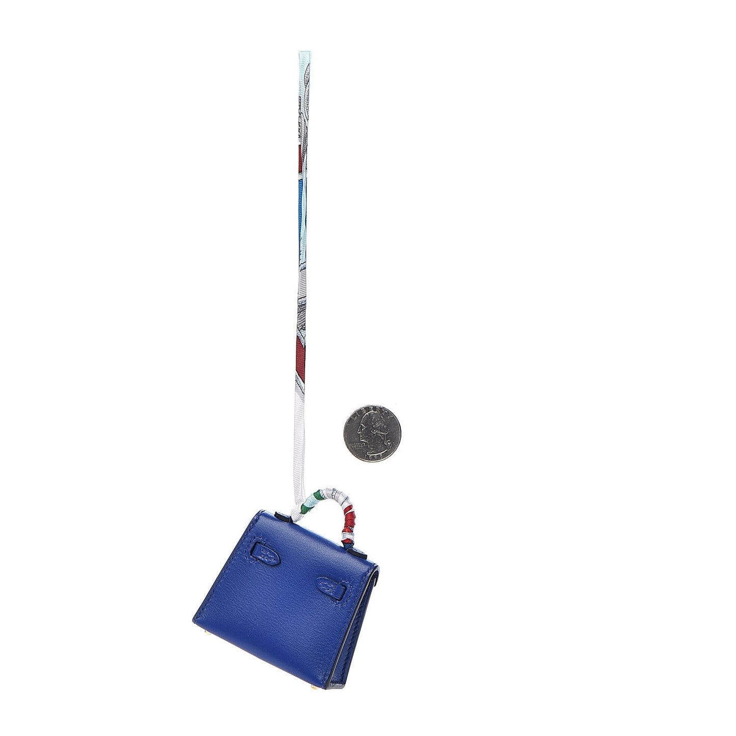 Tadelakt Mini Kelly Twilly Bag Charm Bleu Electrique