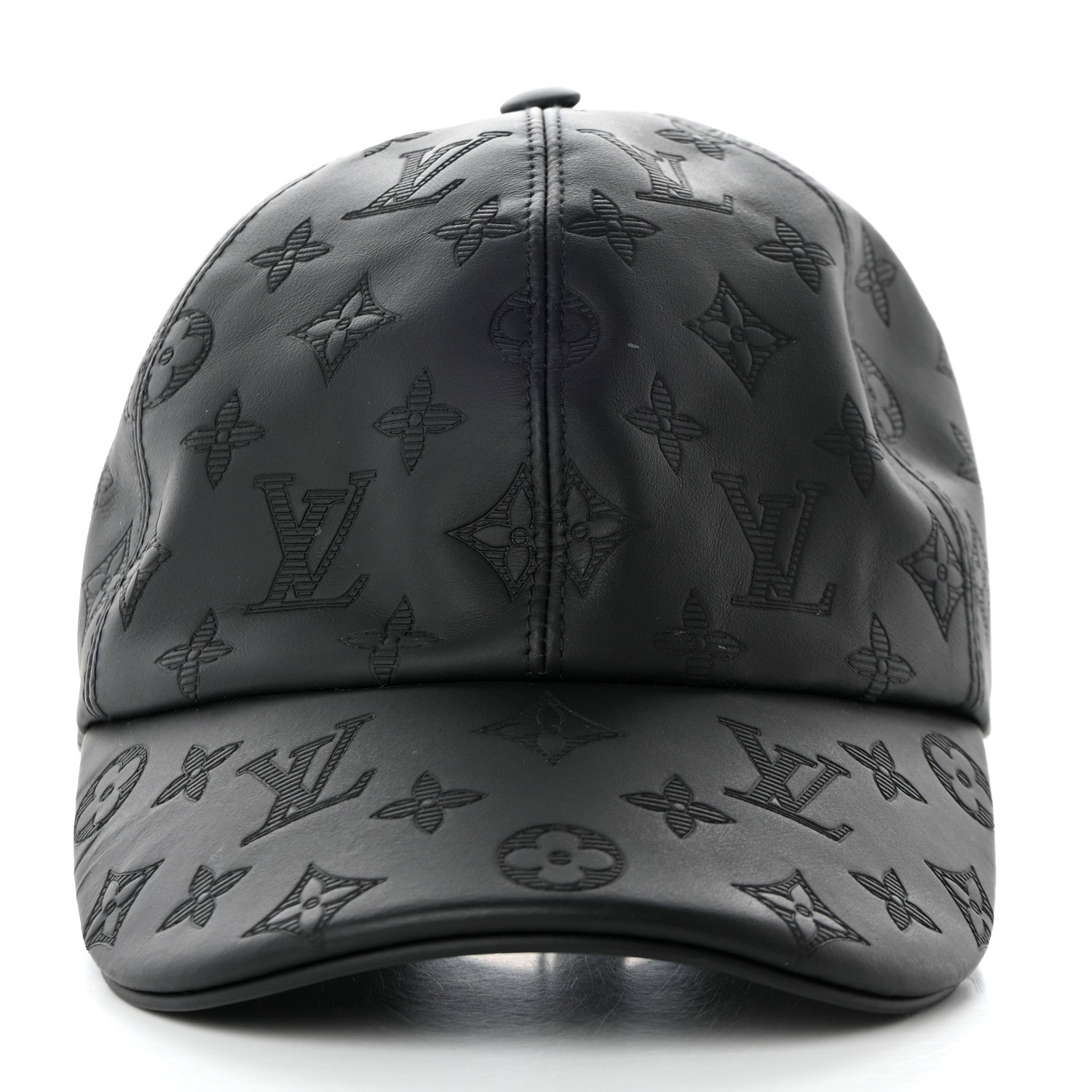 Louis Vuitton Calfskin Monogram Shadow Baseball Cap 60 Black 3 of 12