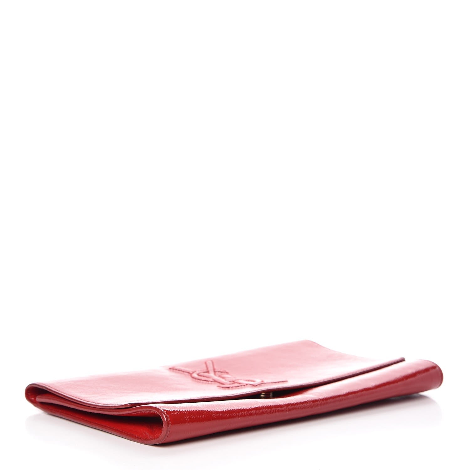 Saint Laurent Textured Patent Monogram Large Belle De Jour Clutch Red 4 of 7