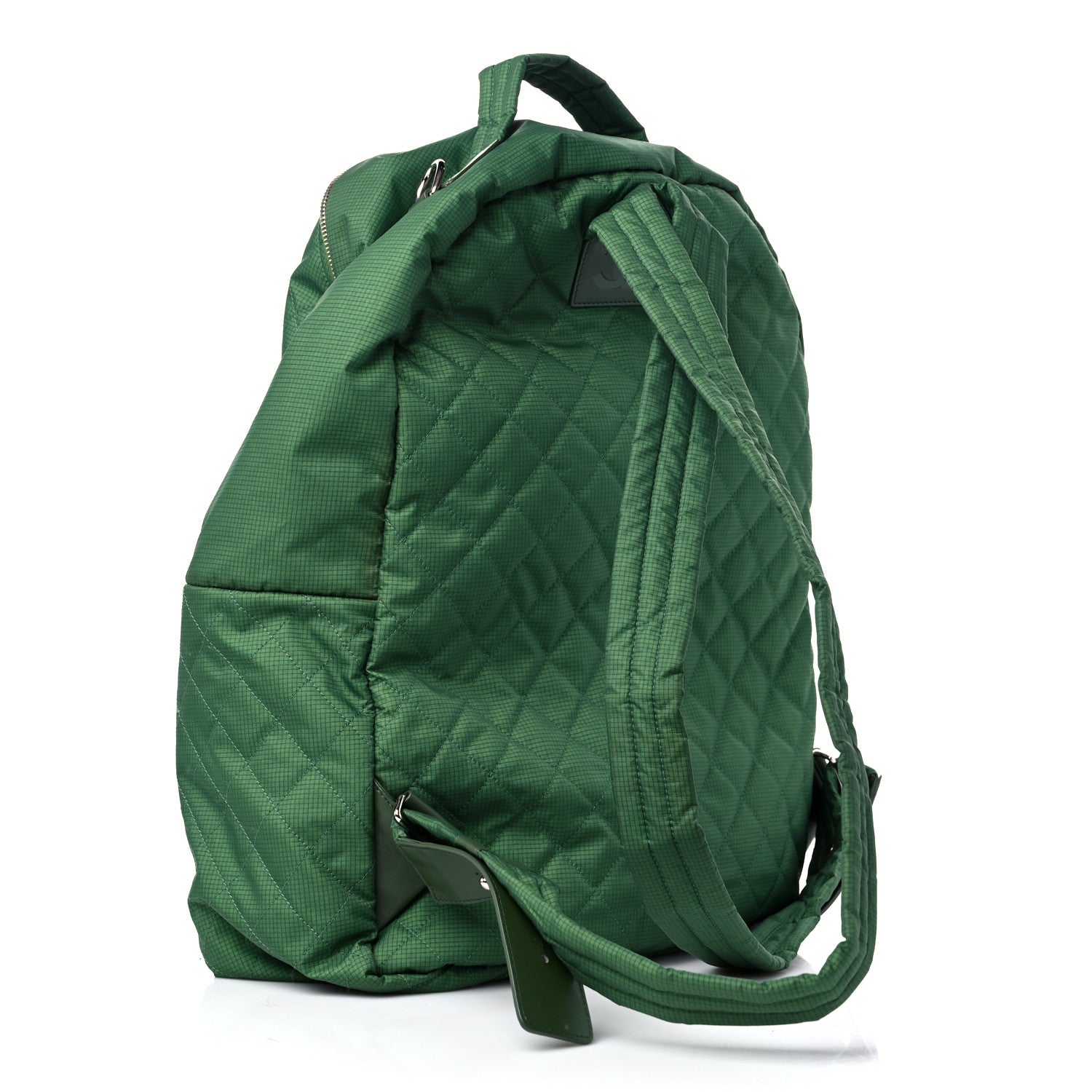 Chanel Nylon Quilted CC Backpack Green White 3 of 11
