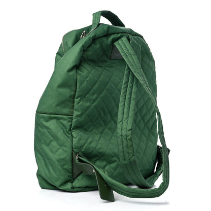 Chanel Nylon Quilted CC Backpack Green White 3 of 11