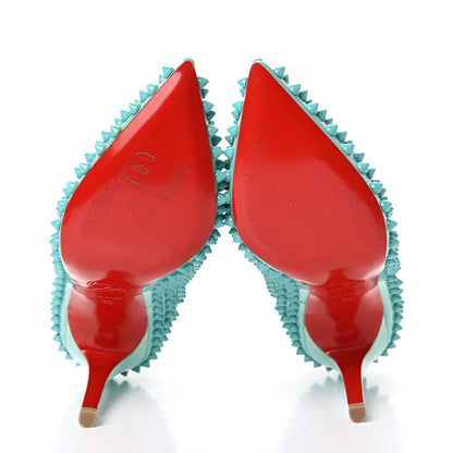 Christian Louboutin Patent Pigalle Spikes 100 Pumps 35 Aquamarine 5 of 10