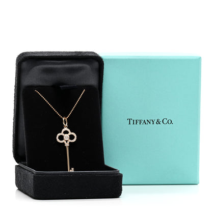 Tiffany 18K Rose Gold Diamond Crown Key Pendant Necklace 5 of 5