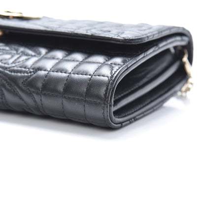 Versace Nappa Barocco Quilted Wallet Chain Crossbody Black 9 of 9