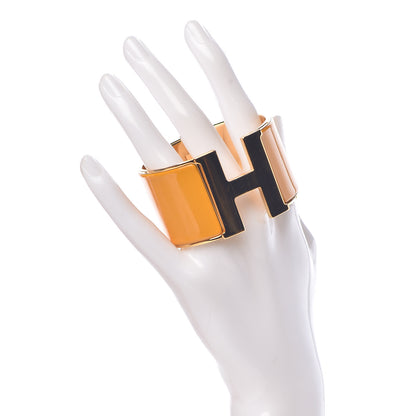 Hermes Enamel Extra Wide Clic Clac H Bracelet PM Jaune Madras 2 of 5