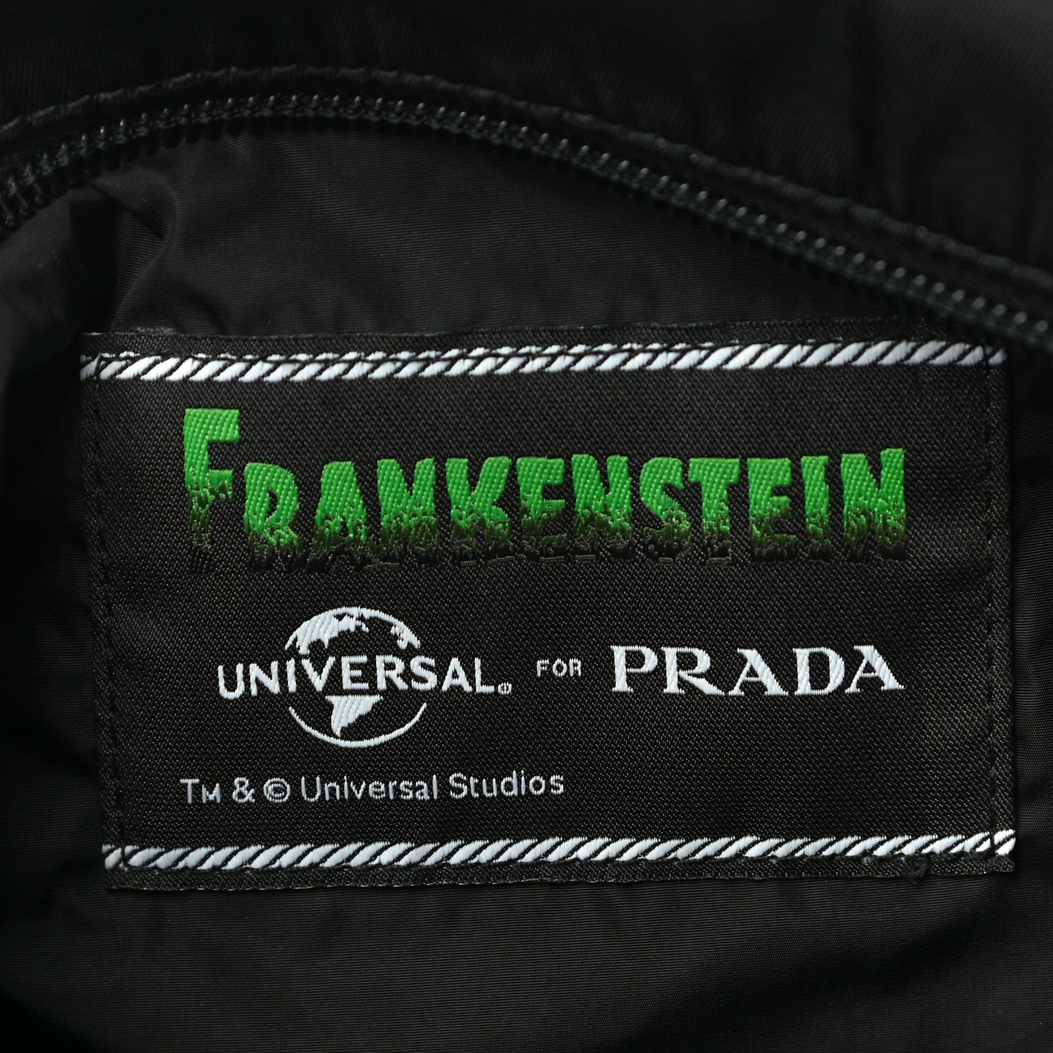 Prada X UNIVERSAL STUDIOS Tessuto Nylon Montagna Frankenstein Heart Small Crossbody Bag Black Smeraldo 6 of 14