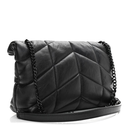Saint Laurent Calfskin Quilted Toy Loulou Puffer Monogram Monochrome Chain Satchel Black 2 of 10