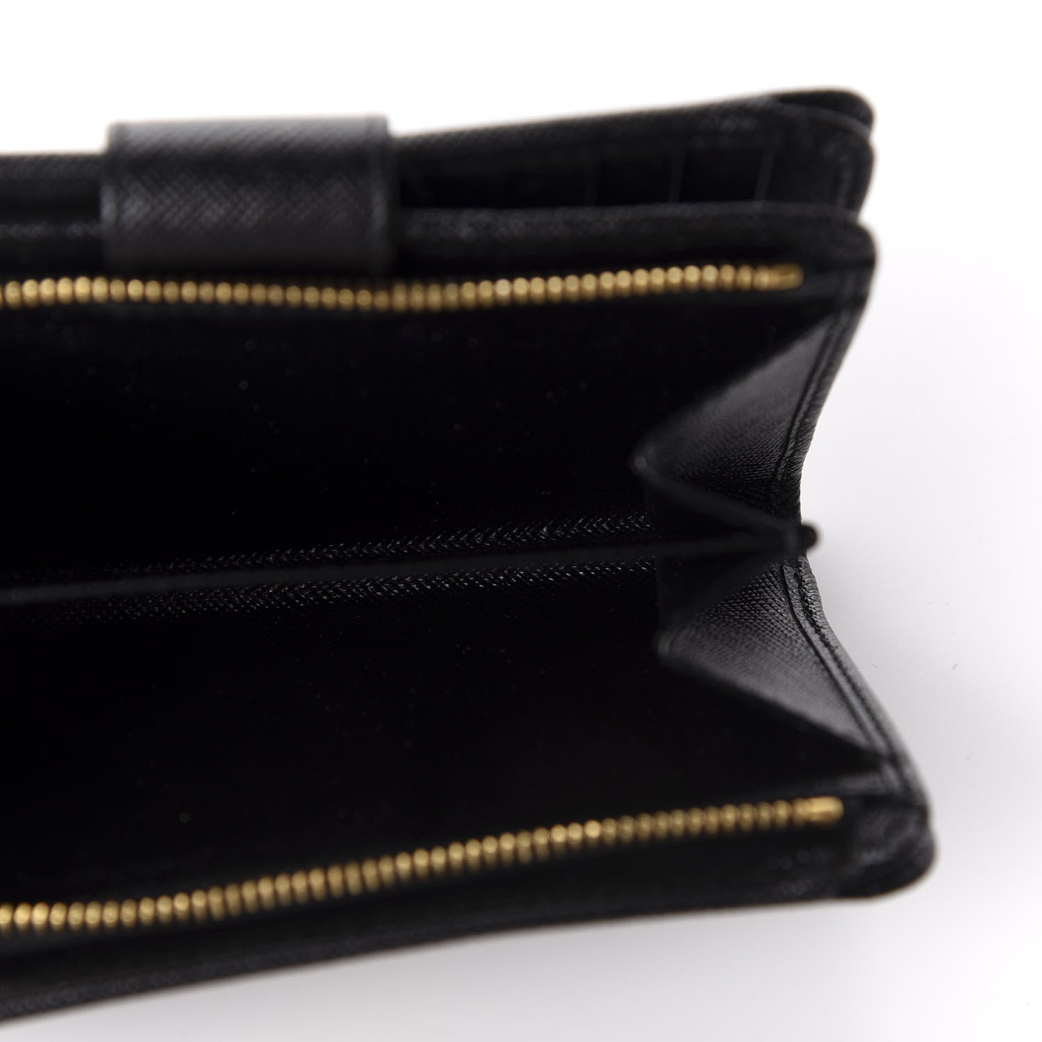 Prada Saffiano Triangle Compact Wallet Black 5 of 9