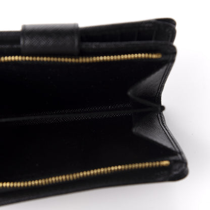 Prada Saffiano Triangle Compact Wallet Black 5 of 9