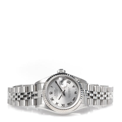 Rolex Stainless Steel 18K White Gold 26mm Oyster Perpetual Datejust Watch Silver Roman 79174 3 of 7
