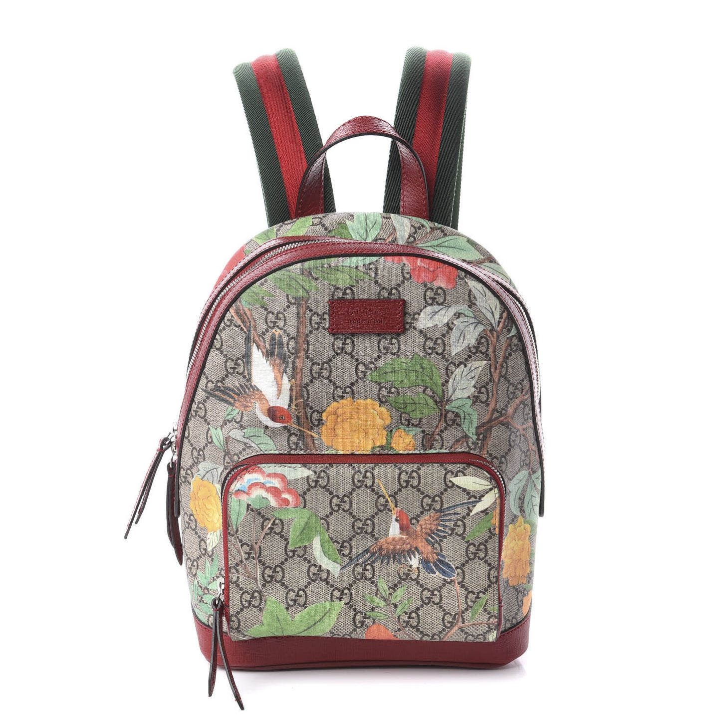 GG Supreme Monogram Tian Web Small Day Backpack Beige Multicolor Red