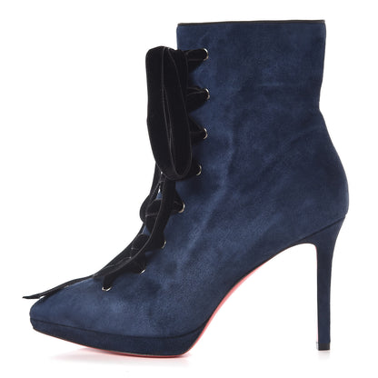 Christian Louboutin Veau Velours Circus Nana 100 Ankle Boots 37 Marine Black 1 of 9