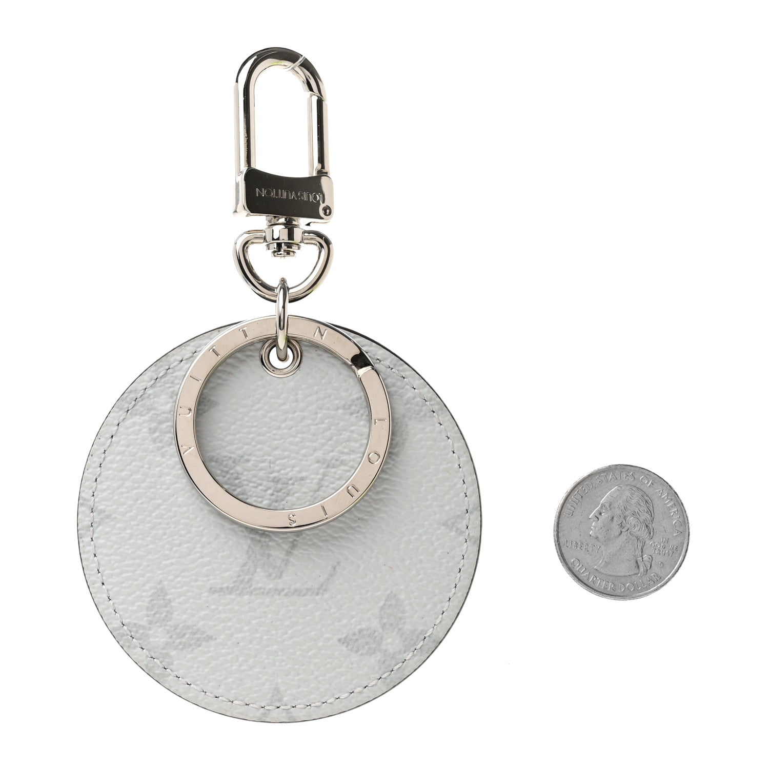 Louis Vuitton Monogram Porte Cle Logo Bag Charm Key Ring White 2 of 3