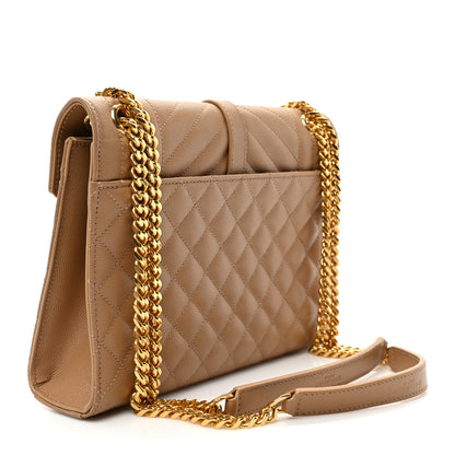 Saint Laurent Grain De Poudre Medium Tri-Quilt Monogram Satchel Dark Beige 3 of 8