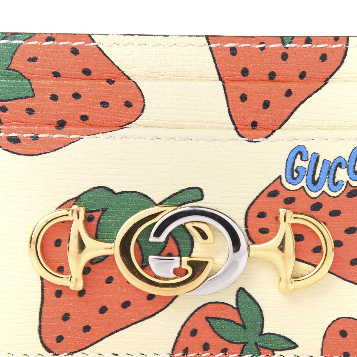 Calfskin Strawberry Print Zumi Case Case Ivory Red